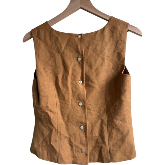 NWOT Annie Alexander Embroidered Wild Flower Linen Sleeveless Top - Picture 2 of 4